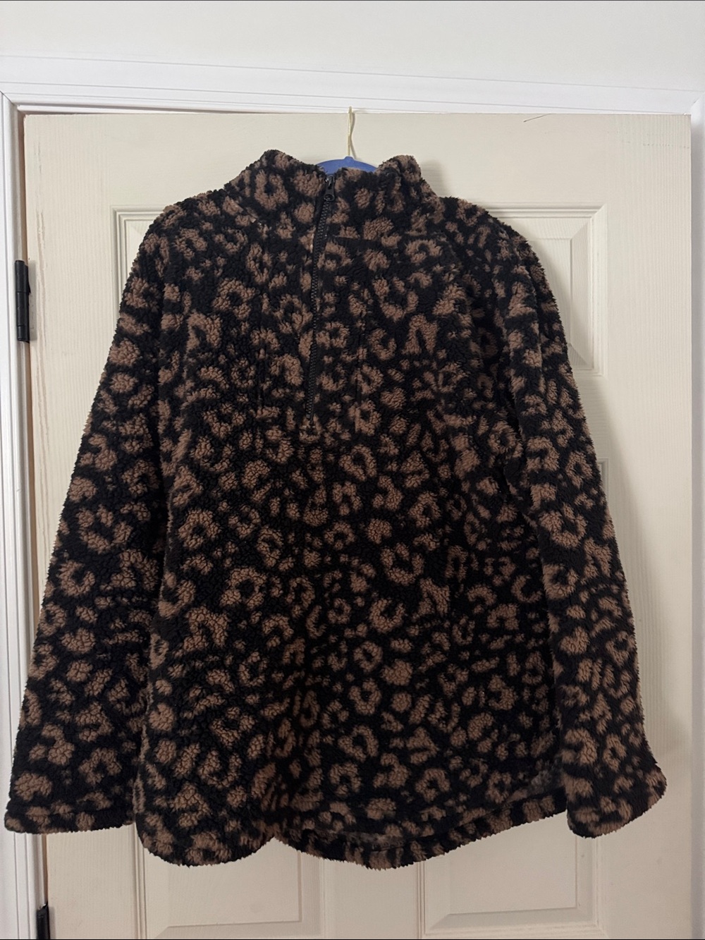 Women’s Brown & Black Leopard Sherpa Jacket